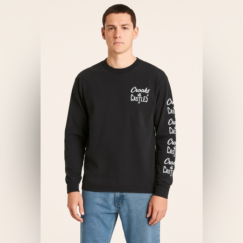Crooks & Castles Long Sleeve Graphic Tee in Black – Size M